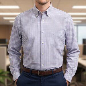 Peter Millar Crown Shirt Men's Medium Light Purple Button-Up Casual Long Sleeve